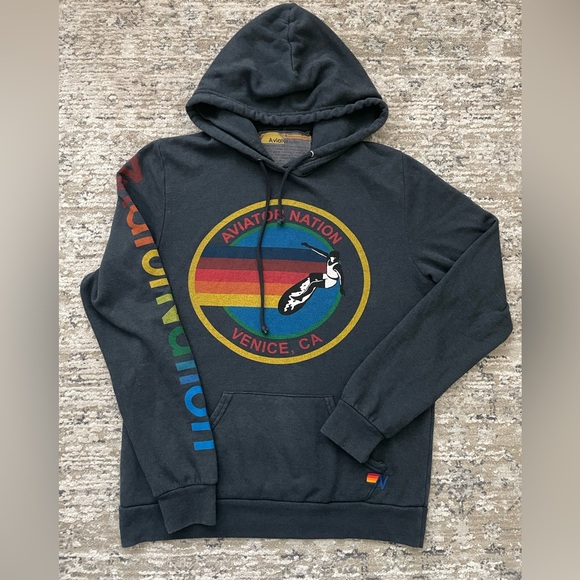 Aviator Nation Tops - Aviator Nation Venice Beach Hoodie Pullover Dark Gray Women’s Size L‎